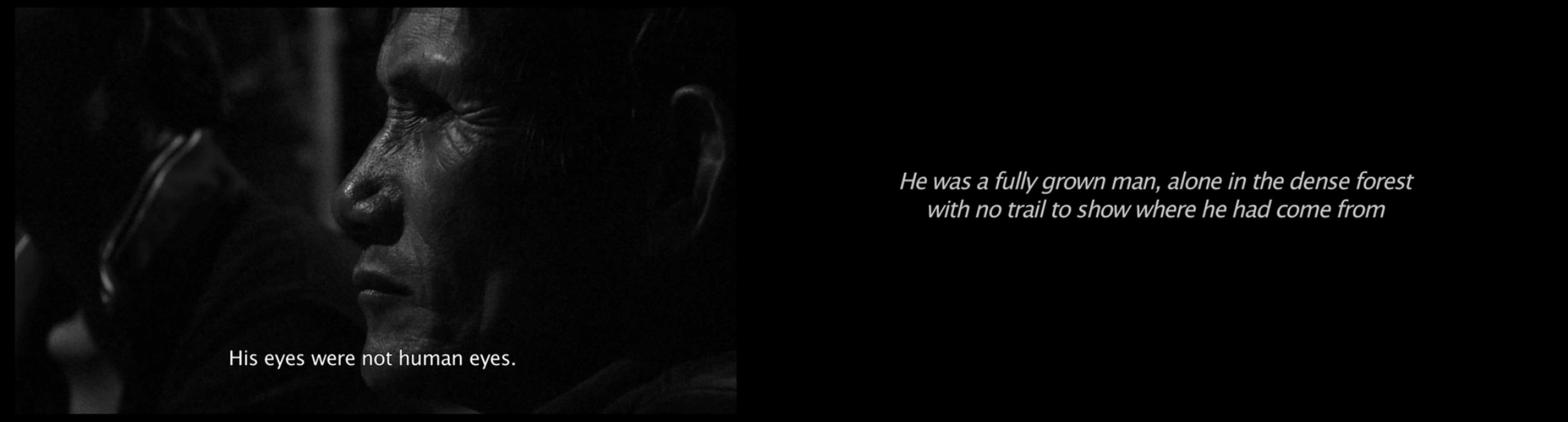 Still from Nguyễn Trinh Thi, 47 Days, Sound-less. 2024. Video, two screens and mirrors. Video: three channel projection, 16:9, 16:9 and 5:2 aspect ratios, black and white and colour, sound (stereo), 30 min. Commissioned by the Han Nefkens Foundation, Mori Art Museum, M+, Hong Kong and Singapore Art Museum.